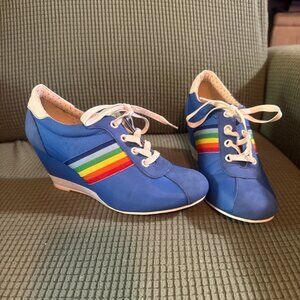 Vintage Style B.A.I.T. Rainbow Wedge Sneakers